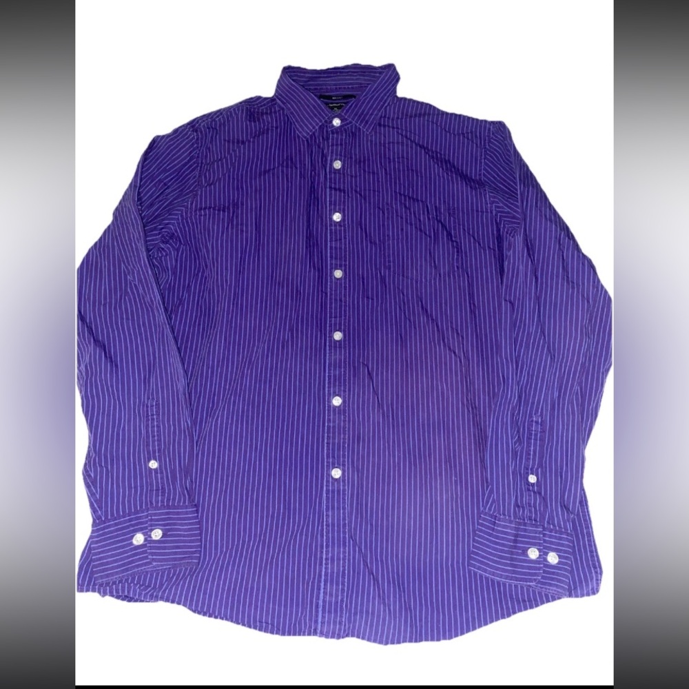 Claiborne 80's 2-Ply Men Striped Long Sleeve Button-Up Shirt Multicolor Size XL